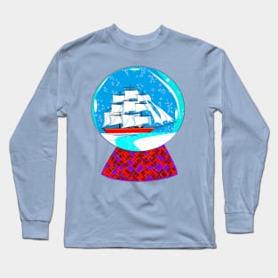 A Snow Globe with Clipper Ship Long Sleeve T-Shirt